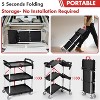 Folding Service Cart with Wheels, 3 Shelf Rolling Foldable Utility Cart, Collapsible Tool Cart 176 Lbs for Home Kitchen Garage Restaurant Storage - 2 of 4