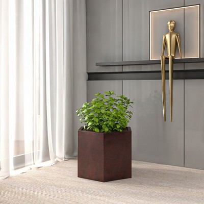 LeisureMod Thicket Hexagon Fiberstone Planter Pot with Drainage Holes, Weather-Resistant for Indoor/Outdoor Use