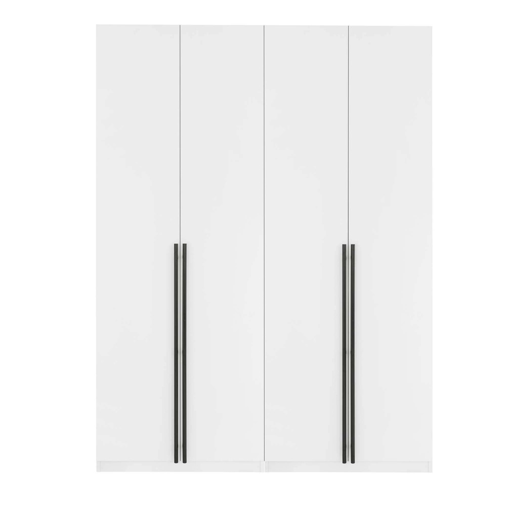 Manhattan Comfort Set of 2 Lee 2 Door and 4 Shelf Wardrobe Closets White: Modern Design, MDF Construction, Metal Hardware