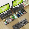 Simple Trending 2 Pack 2 Tier Metal Monitor Riser Stand and Computer Desk Organizer with Drawer, Black - 3 of 4