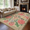 8'x10' Washable Botanical Floral Print Living Room Rugs Retro Accent Vintage Throw Carpet for Bedroom Dining Room, Light Taupe - 2 of 4