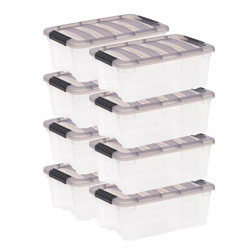 Iris Buckle Up Storage Box, 12.9 Quart, Clear, 4 ct