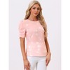 INSPIRE CHIC Women's Floral Summer Crew Neck Casual Shirred Short Sleeve Blouse - 3 of 4