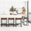 Arceso Counter Height Bar Stools, 24" Square SaddleBarstools Set of 3, Modern Backless FauxLeather Counter Stool for Kitchen lsland Counter, Home Bar - 2 of 4