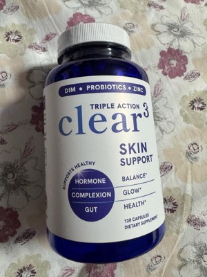 SMNutrition Clear3 Skin Supplement with Zinc, DIM & Probiotics, Triple Action Hyaluronic Acid, Niaciminide & Vitamins for Skin & Health Support, 60ct : Target