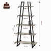 5 Tier Ladder Bookshelf, Retro Floor Standing Bookcase with Shelves, Tall Book Storage Rack for CDs Movies Books, Narrow Organizer Shelf for Bedroom - 2 of 4