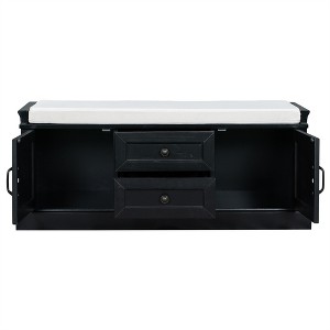 XINGHANZHENXUAN Entryway Storage Bench with 2 Drawers & 2 Cabinets, Shoe Bench with Removable Cushion - 1 of 4