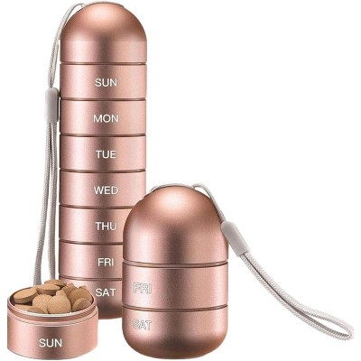 Maison Products Waterproof Metal Pill Organizer – 7-Day Portable Travel Case with Secure Compartments for Vitamins & Medications