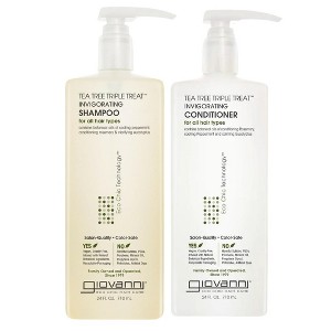 Giovanni Tea Tree Triple Treat Invigorating Shampoo & Conditioner (24oz DUO SET) Cooling Peppermint, Eucalyptus Kit - 1 of 4