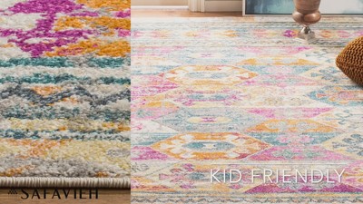 Blue and Fuchsia Synthetic Washable Reversible Runner Rug