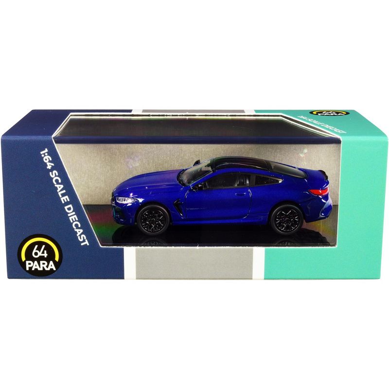 BMW M8 Coupe Marina Bay Blue Metallic with Black Top 1/64 Diecast Model Car by Paragon, 1 of 4