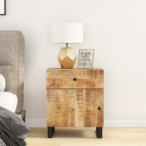 vidaXL Bedside Cabinet 19.7 in.x13 in.x23.6 in. Solid Wood Mango&Engineered Wood - 1 of 4