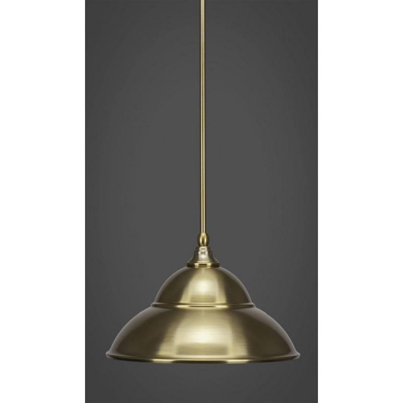 Toltec Lighting Stem 1 - Light Pendant in  New Aged Brass with 13" New Age Brass Double Bubble Metal Shade Shade, 1 of 2
