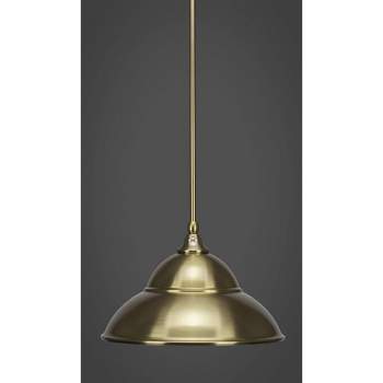 Toltec Lighting Stem 1 - Light Pendant in  New Aged Brass with 13" New Age Brass Double Bubble Metal Shade Shade