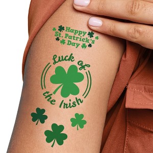 Big Dot of Happiness St. Patrick's Day Tattoos, Luck of the Irish, Green Shamrock Temporary Tattoos for Kids and Adults, Paddy's Day Party Favors (12 - 1 of 4