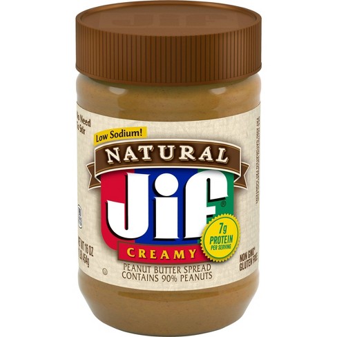 Jif Natural Low Sodium Creamy Peanut Butter - 16oz - image 1 of 4
