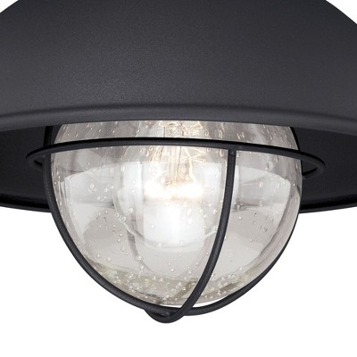 Harwich 10" Black Glass Outdoor Flush Mount Ceiling Light