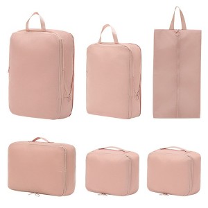Anna-Kaci 6-Piece Compression Packing Cube Set with Zipper Closure and Handle Design - 1 of 4