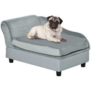 PawHut Fancy Dog Bed for Small Dogs with Hidden Storage, Small Dog Couch with Soft Foam, Dog Sofa Bed, Cushy Dog Bed - 1 of 4