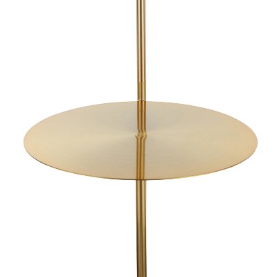 Contemporary White & Gold Marble-Base Floor Lamp with Side Table