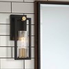 Stiffel Ramos Industrial Modern Wall Light Sconce Black Brass Hardwire 4 1/2" Fixture Clear Ribbed Glass Shade for Bedroom Bathroom Vanity Reading - 2 of 4