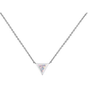 Clotth Triangular Opal Stainless Steel Pendant Necklace - Minimalist Adjustable Silver-Tone Chain for Women, Daily Office and Travel Wear - 1 of 4