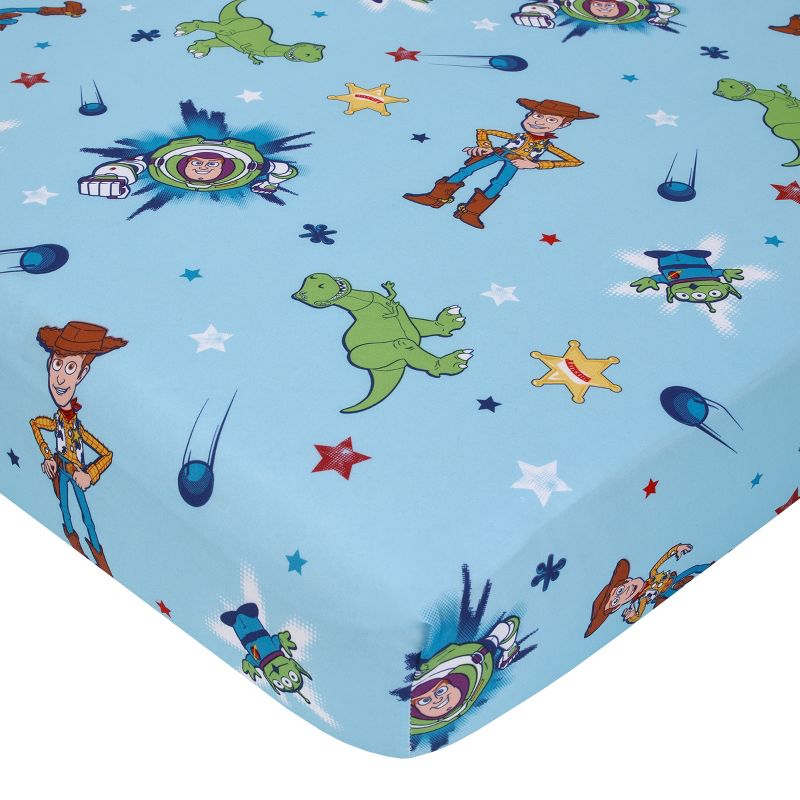 Disney Toy Story Power Up 2 Pack Super Soft Fitted Toddler Sheet and Pillowcase Set - Blue, Green, 2 of 7