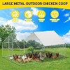 Outdoor Metal Chicken Coop with Dual Doors, Galvanized Chicken Run with Waterproof UV Cover, Large Spire Roof Hen House, 9.8' x 19.7' x 6.6' - 3 of 4