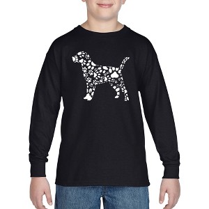 LA Pop Art Boy's Word Art Long Sleeve - Dog Paw Prints - 1 of 4