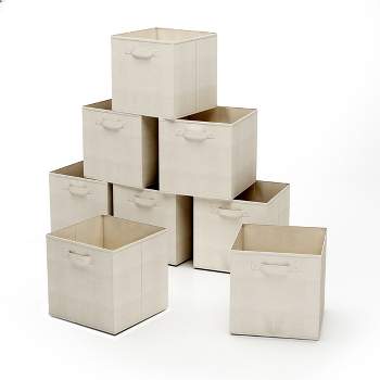 homyfort 12x12 Cube Storage Bins - Fabric Cubby Bins with Dual Handles,  Collapsible Storage Organizer Bins for Shelf, Closet, Nursery, Set of 6  (Brown