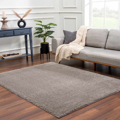 Gray Plush Tufted Handmade Synthetic Shag Area Rug 6'7" x 9'