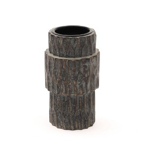 AZL1 Life Concept Candle Holders, Petite Carved Wooden Stand for Intimate Tablescapes and Shelf Displays, Black, 3.5"*3.5"*6" - 1 of 4