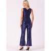 Allegra K Women's Sequin Party Sleeveless V Neck Glitter Cocktail Jumpsuit - 3 of 4