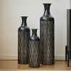 ORRD Set of 3 Black Metal Floor Vases, Textured Pattern Modern Home Decor - Tall Vases for Living Room, Office & Holiday Decor - 4 of 4