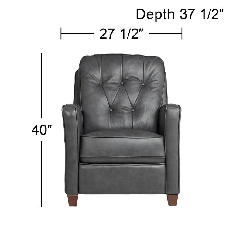 Elm Lane Livorno Gray Genuine Leather Recliner Chair Modern Armchair Comfortable Push Manual Reclining Footrest Tufted for Bedroom Living Room Reading, 4 of 10