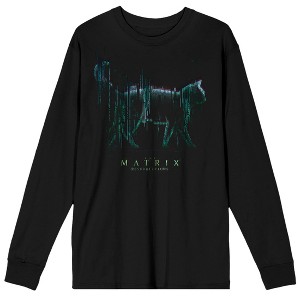 The Matrix Cat Logo Men's Black Long Sleeve Shirt - 1 of 1