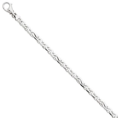 Black Bow Jewelry 5.75mm 14K White Gold Polished Fancy Figaro Chain Bracelet
