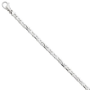 Black Bow Jewelry 5.75mm 14K White Gold Polished Fancy Figaro Chain Bracelet - 1 of 4