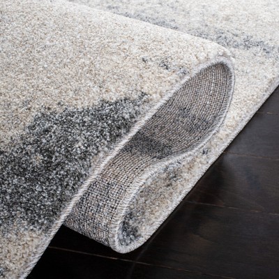 Beige and Grey Abstract Shag Runner Rug, 2'3" x 9'