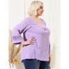 Agnes Orinda Women's Plus Size Plain Cut-Out Gathered Patchwork Long Sleeve T-Shirt - 4 of 4