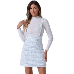 INSPIRE CHIC Women's Vintage Plaid Strap Braces Tweed Mini Suspender Skirt - 1 of 4