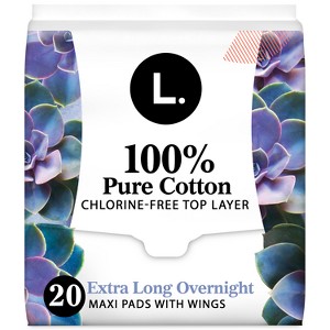 L . Organic Cotton Maxi Extra Long Overnight Pads - 1 of 4