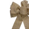 Northlight Glittered Polka Dots 6-Loop Burlap Christmas Bow Decoration - 9" x 14" - 3 of 3