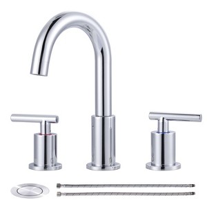 WOWOW 8 in. Widespread Double Handle Bathroom Faucet with Pop-Up Drain in Brushed Nickel - 1 of 4