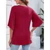 Chiffon Blouses for Women Ruffle 3/4 Sleeve Dressy V Neck Casual Flowy Tunic Tops - 4 of 4
