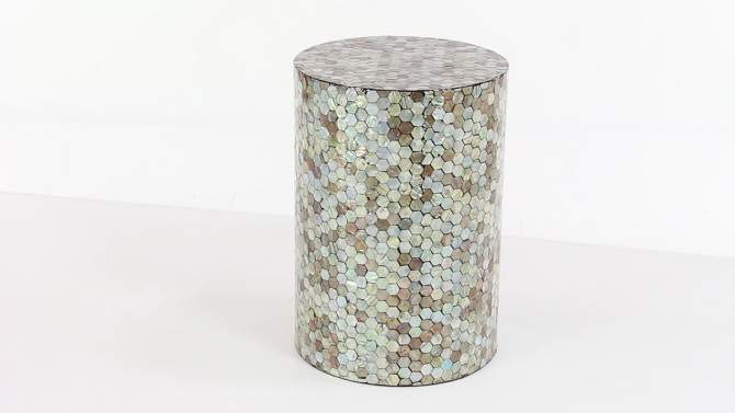 Wood and Geometric Mosaic Shell Tile Top Accent Table - Olivia & May, 2 of 5, play video