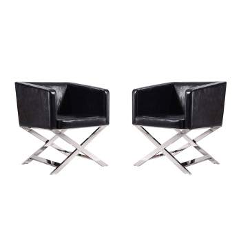 Set of 2 Hollywood Faux Leather Lounge Accent Chairs - Manhattan Comfort
