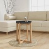 vidaXL Stylish Round Coffee Table with Engineered Wood Top and Solid Pinewood Feet, Scandinavian Style Side Table, Black, 16.1"x16.1"x19.1" - 2 of 4
