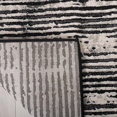 Gray High Pile Square Synthetic Area Rug
