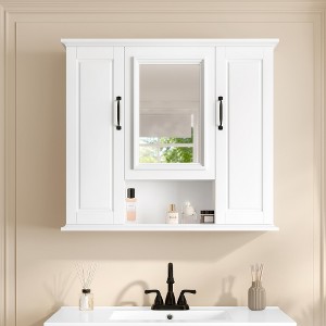 ACEPANO 36 in. W Modern Wall-Mounted Three-Door Bathroom Vanity with Mirror-White - 1 of 4